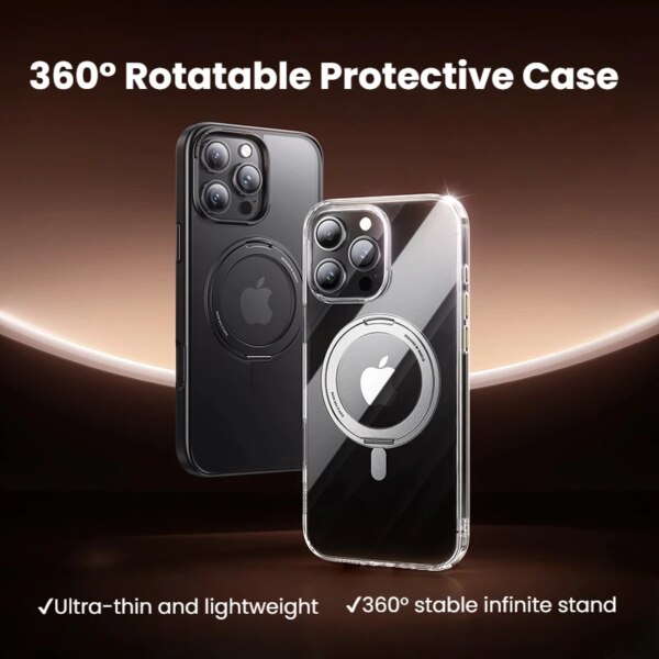 Baseus 360° Rotatable Magnetic Phone Case with Stand - Ultra-Thin Magsafe Compatible Shatter-Proof Cover - Image 2