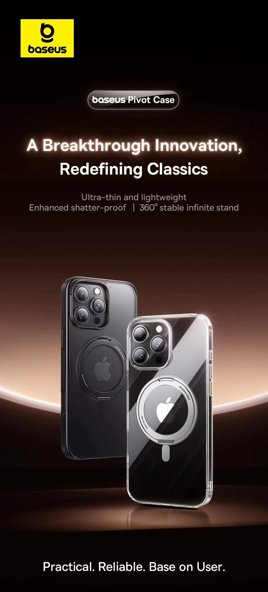 Baseus Stand Magnetic Case For iPhone 17 16 Pro Max 17 Air 360° Rotatable Bracket Wireless Charging For MagSafe Kickstand Case
