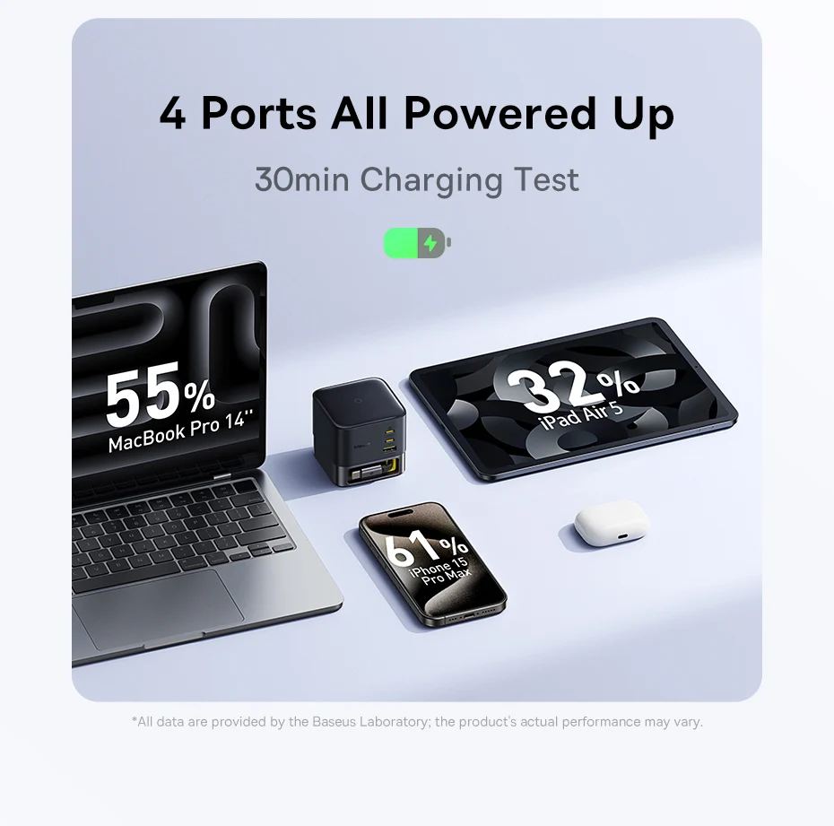 Baseus 100W Desktop Charger For Tablet Laptop Fast Charger Retractable USB C Phone Charger For iPhone 17 16 Samsung Macbook GaN