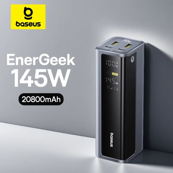 Baseus EnerGeek GR12 145W 20800mAh Power Bank with Digital Display - 100W Fast Charging Portable Laptop Charger