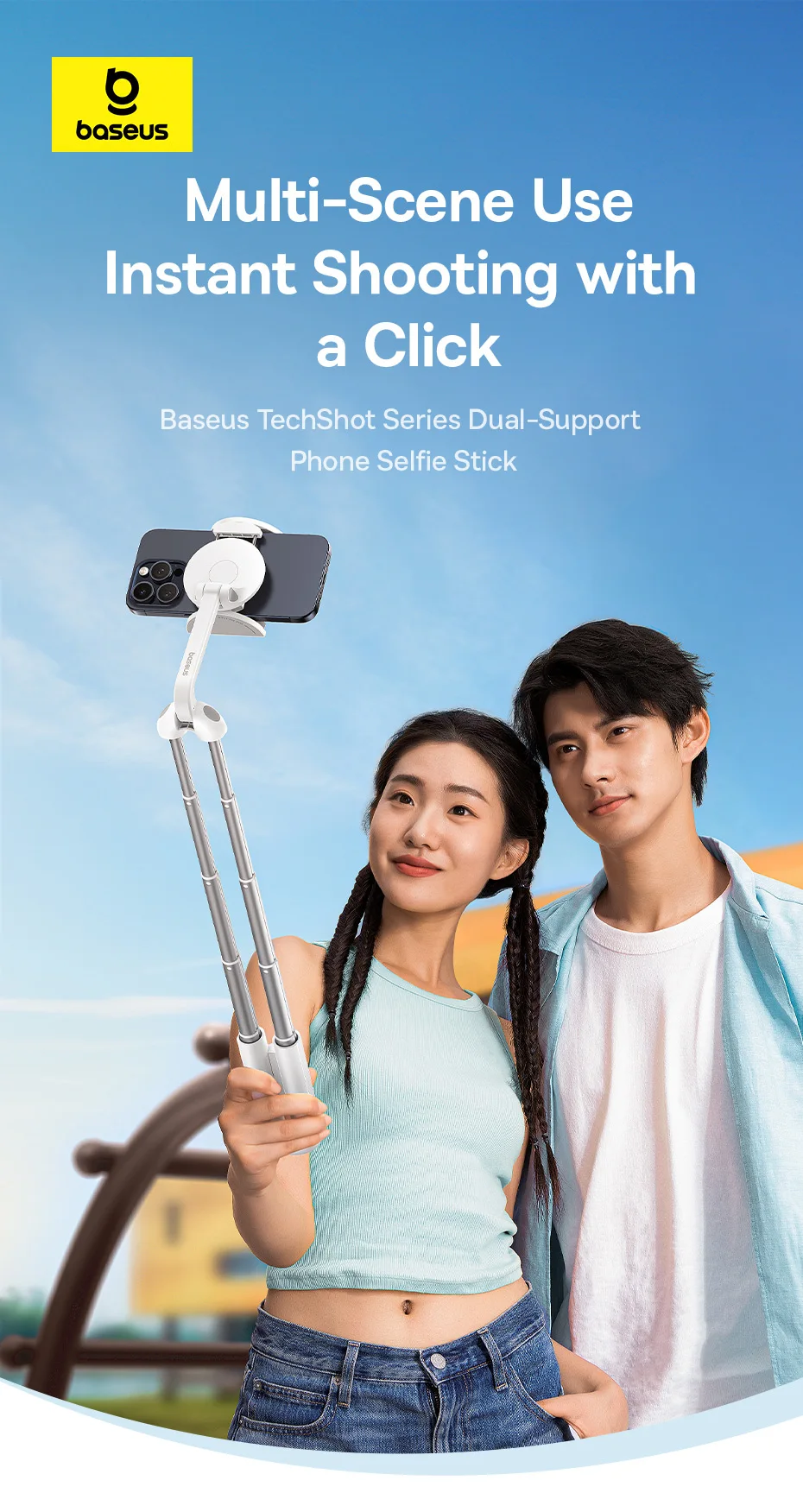 Baseus Phone Selfie Stick Magnetic Bluetooth Wireless Gimbal Stabilizer Holder for iPhone 16 Pro Vlog Live Shooting Phone Stand