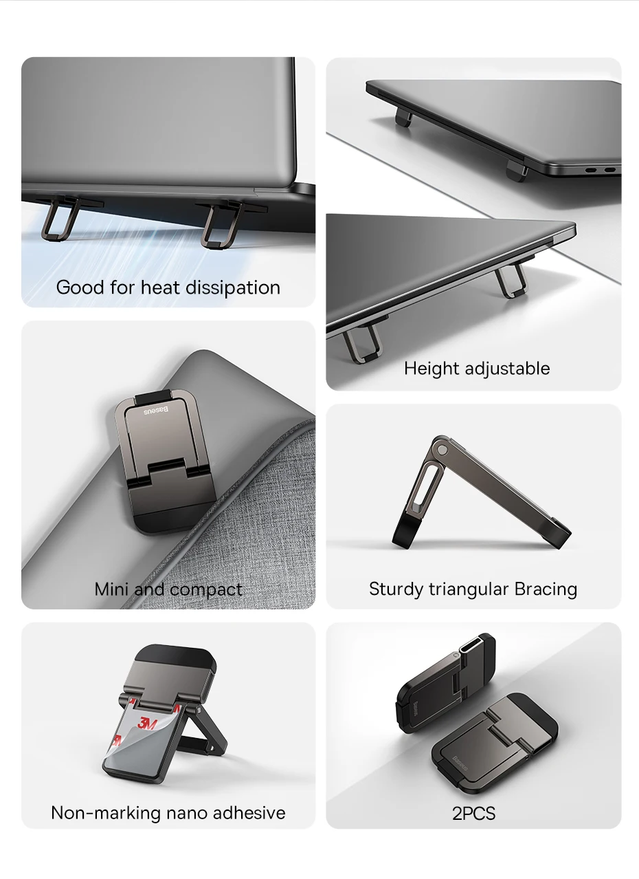 Baseus Laptop Stand for Desk Computer 2PCS Portable Aluminum Notebook Holder Laptop Stands for Macbook Pro iPad 10-18 Inch Stand