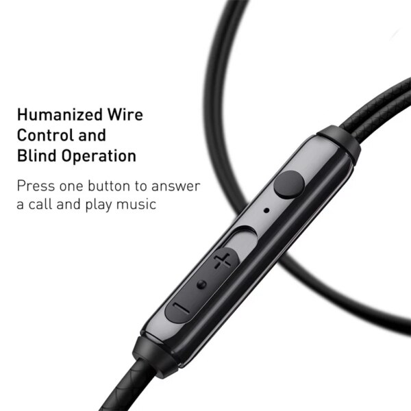 Baseus Encok 3.5mm Wired Earphone H19 with 6D Surround Sound, ECM Microphone, and Comfort Fit - Image 3