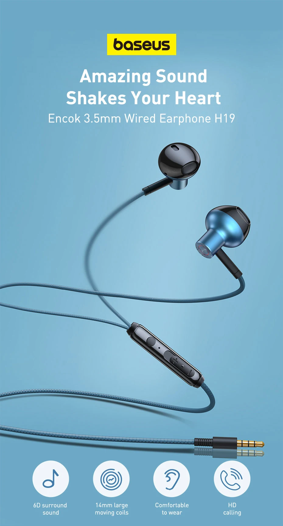 Baseus Bass Sound Earphone In-Ear Sport Earphones with mic for xiaomi iPhone 6 Samsung Headset fone de ouvido auriculares MP3