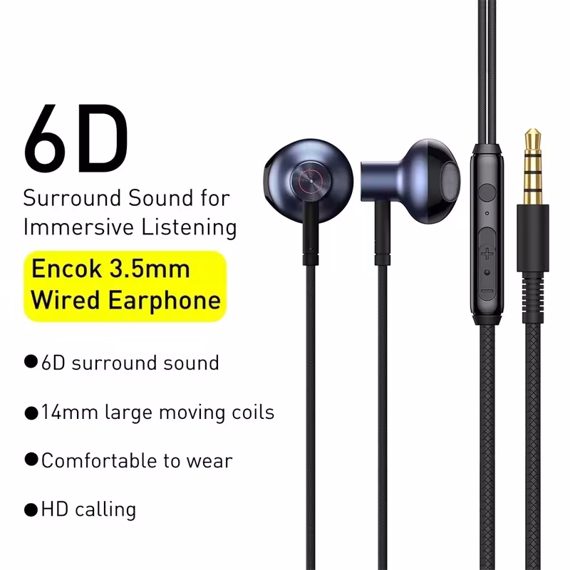 Baseus Encok H19 3.5mm Wired Earphones with 6D Surround Sound, ECM Microphone Baseus Encok H19 3.5mm Wired Earphones with 6D Surround Sound, ECM Microphone - Image 6