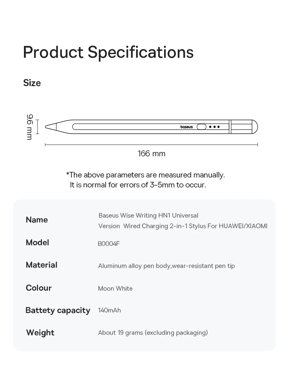Baseus 2-in-1 Stylus Pen Universal For HUAWEI Xiaomi Wired Charging For HUAWEI MatePad Pro Air Redmi Pad 2 ‌Xiaomi Pad 7 6S Pro