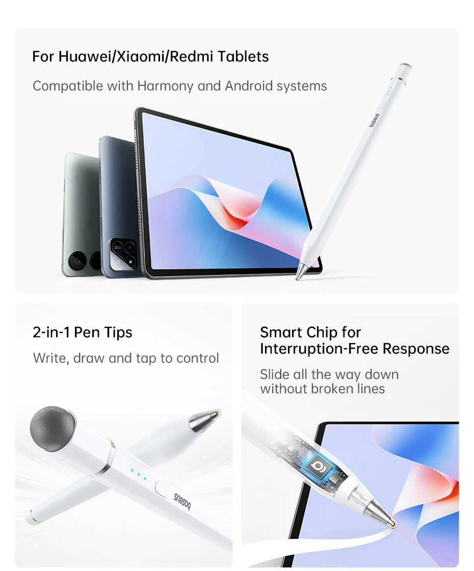 Baseus 2-in-1 Stylus Pen Universal For HUAWEI Xiaomi Wired Charging For HUAWEI MatePad Pro Air Redmi Pad 2 ‌Xiaomi Pad 7 6S Pro