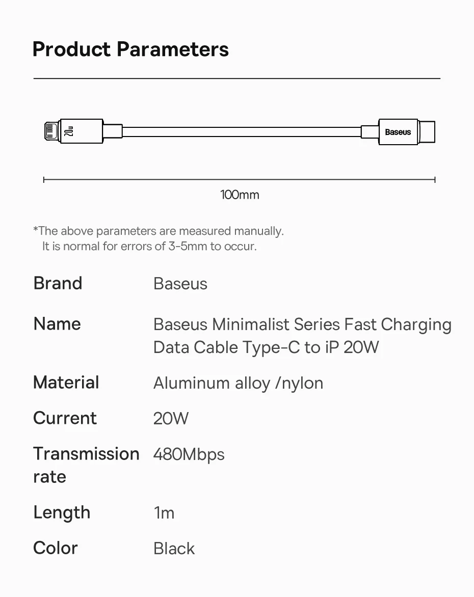 Baseus 20W USB C Cable For iPhone 14 13 12 11 Pro Max XS Xr Fast Charging Cable For iPhone iPad Wire Cord For iPad Macbook