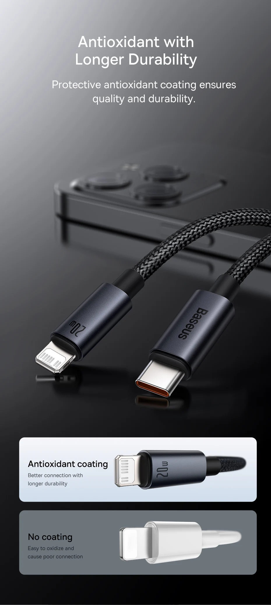 Baseus 20W USB C Cable For iPhone 14 13 12 11 Pro Max XS Xr Fast Charging Cable For iPhone iPad Wire Cord For iPad Macbook