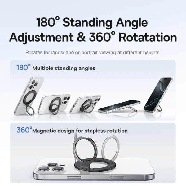 Baseus MagPro 3 Ultra Slim Magnetic Ring Phone Stand 22g 360° Adjustable - Image 3