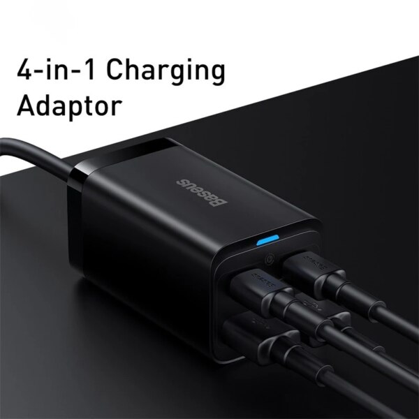 Baseus 65W GaN3 Pro Desktop Fast Charger 4-Port USB C PD Fast Charging Station - Image 2