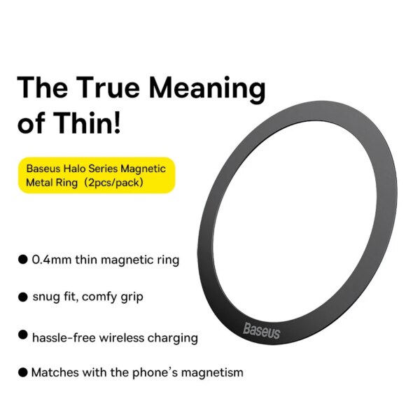 Baseus Halo Series Magnetic Metal Ring 2-Pack for Enhanced Wireless Charging - Image 6