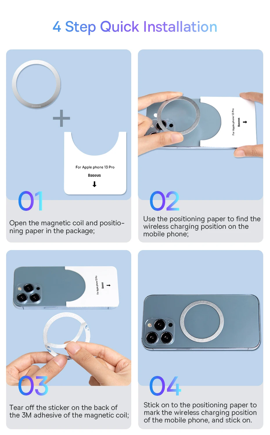 Baseus Magnetic Metal Plate Sticker Rings for Wireless Charger Phone Holder Iron Sheet for iPhone 16 15 14 Pro Max Charging Ring