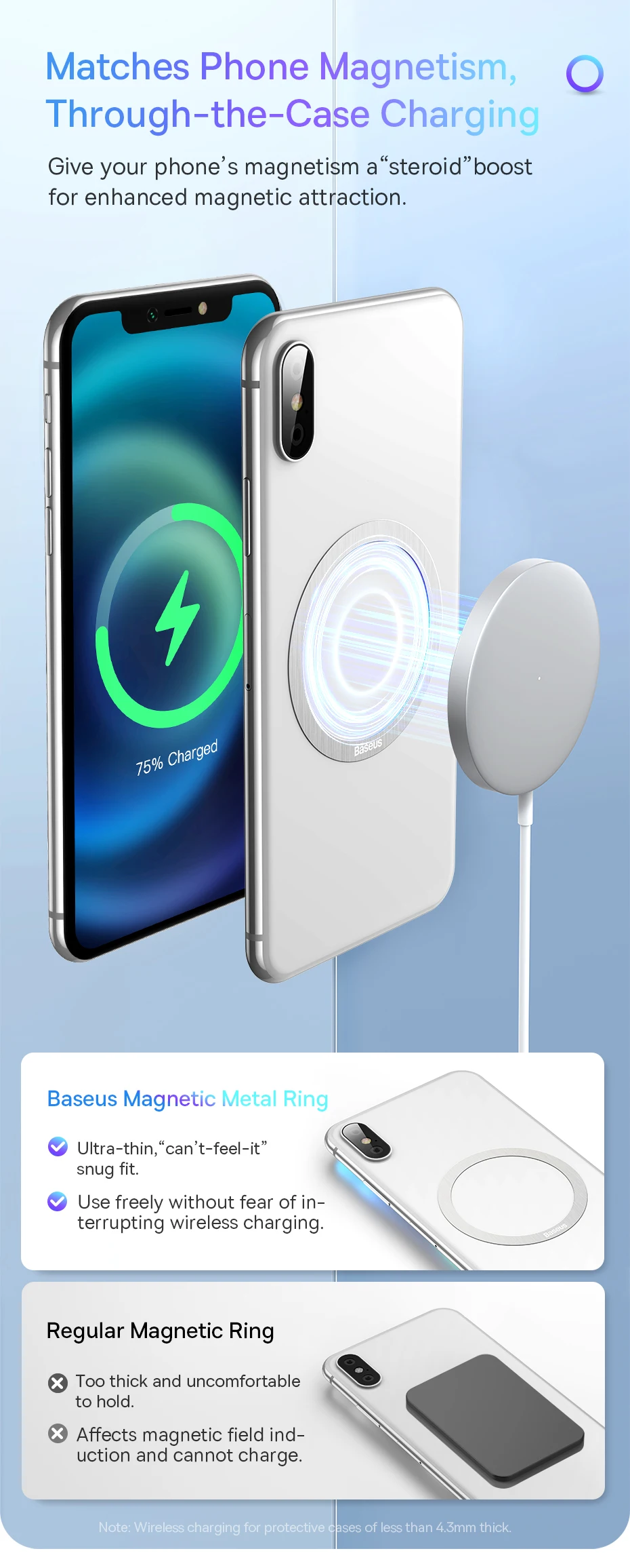 Baseus Magnetic Metal Plate Sticker Rings for Wireless Charger Phone Holder Iron Sheet for iPhone 16 15 14 Pro Max Charging Ring
