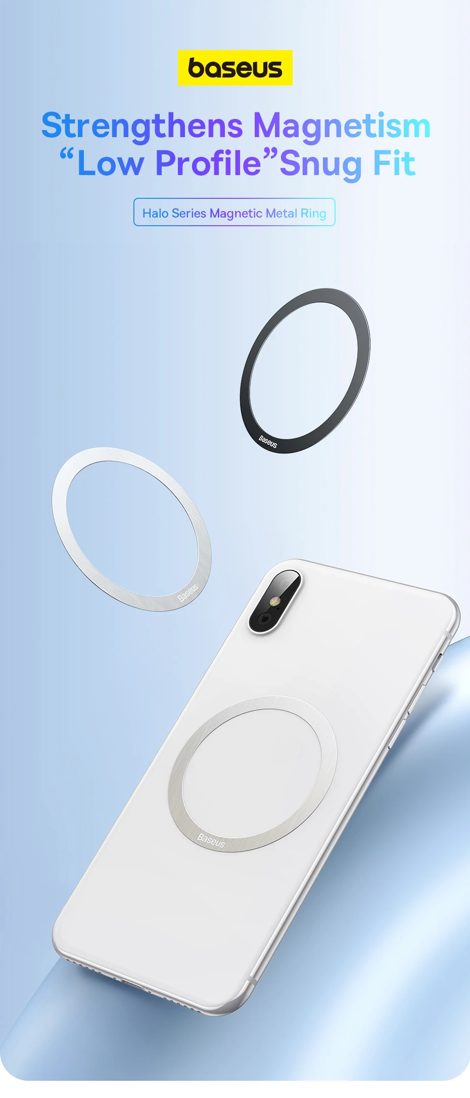 Baseus Magnetic Metal Plate Sticker Rings for Wireless Charger Phone Holder Iron Sheet for iPhone 16 15 14 Pro Max Charging Ring