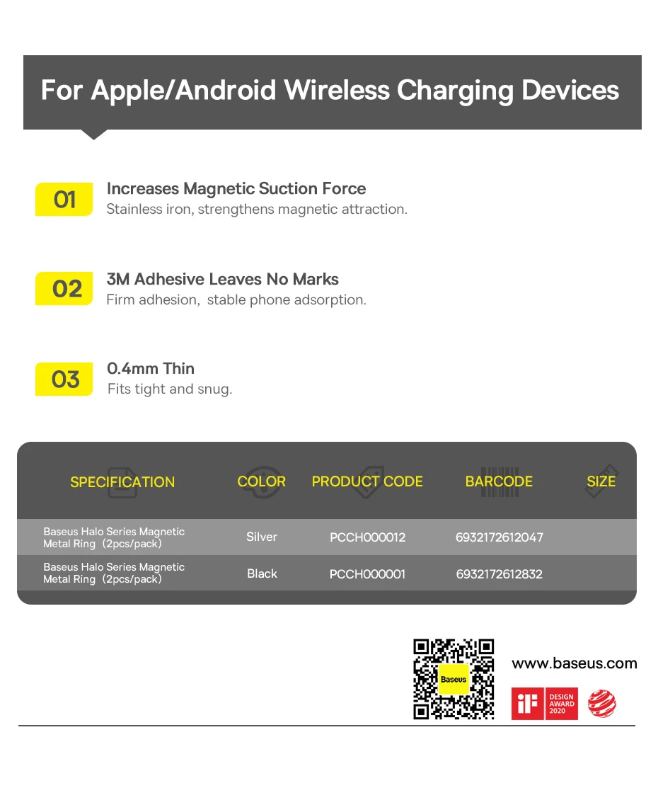 Baseus Magnetic Metal Plate Sticker Rings for Wireless Charger Phone Holder Iron Sheet for iPhone 16 15 14 Pro Max Charging Ring