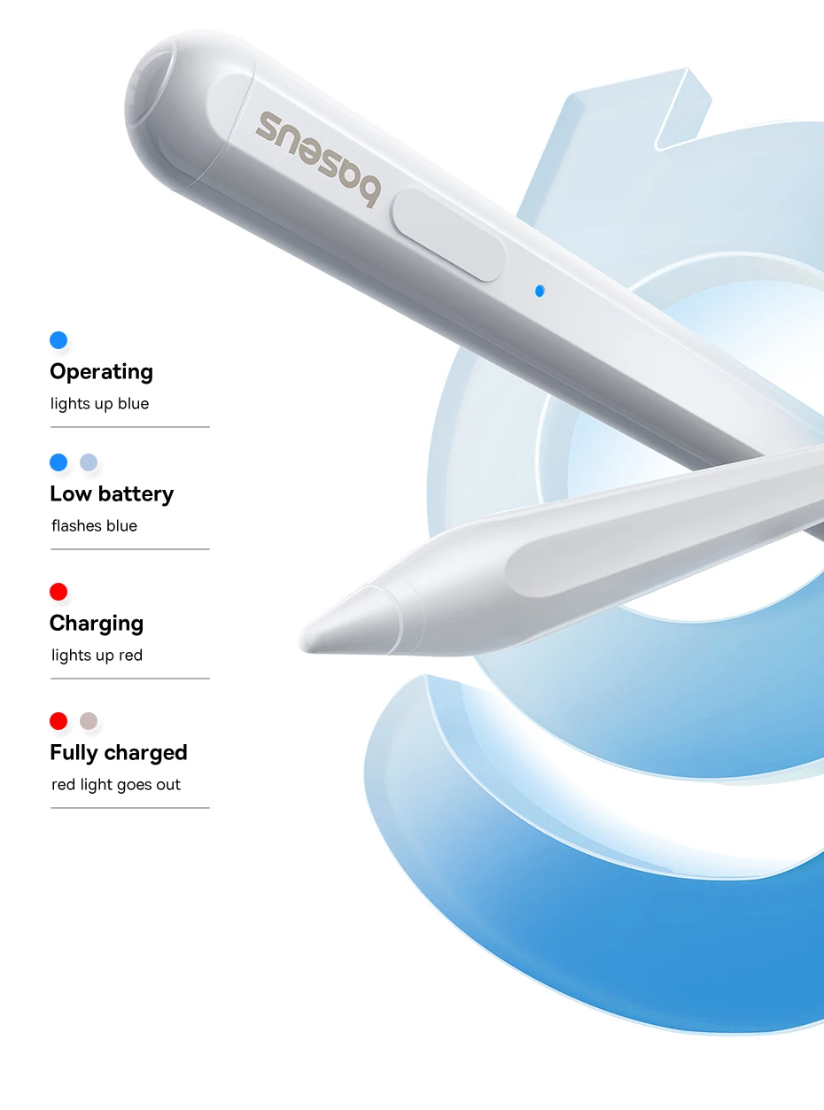 Baseus Bluetooth Stylus Pen Led Battery Palm Rejection Touch Pen For Apple Pencil Magnetic For iPad Pro Air 4 Air 5 2021-2024