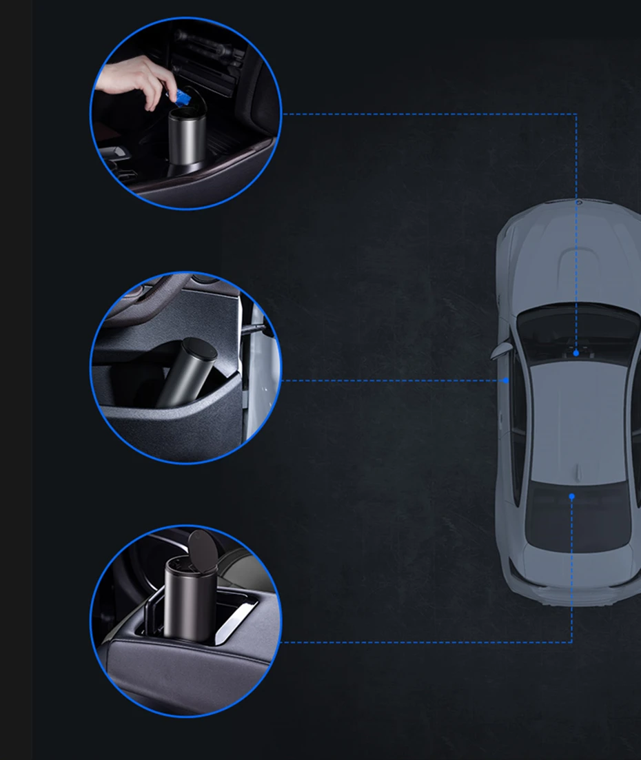 Baseus Alloy Car Trash Can Auto Organizer Storage Bag Car Garbage Bin Ashtray Dust Case Holder Auto Accessories