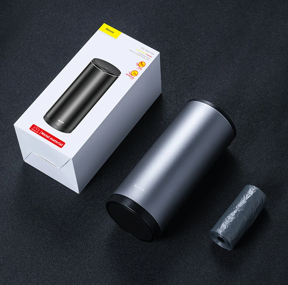Baseus Alloy Car Trash Can Auto Organizer Storage Bag Car Garbage Bin Ashtray Dust Case Holder Auto Accessories