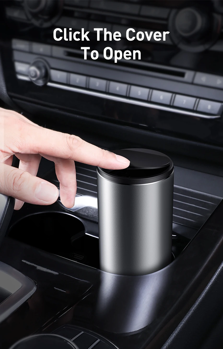 Baseus Alloy Car Trash Can Auto Organizer Storage Bag Car Garbage Bin Ashtray Dust Case Holder Auto Accessories