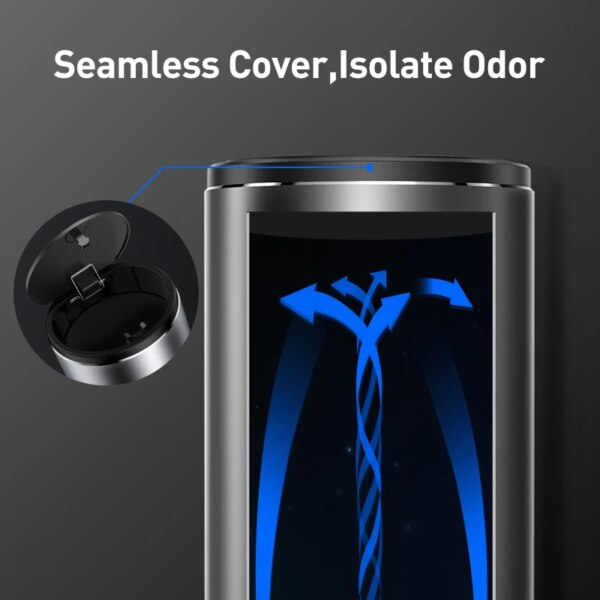 Baseus Aluminum Alloy Trash Can with Seamless Odor-Isolating Cover and Liner System - Image 4