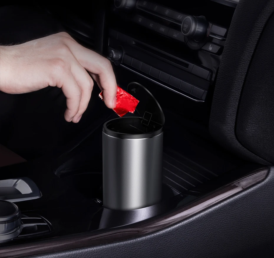 Baseus Alloy Car Trash Can Auto Organizer Storage Bag Car Garbage Bin Ashtray Dust Case Holder Auto Accessories