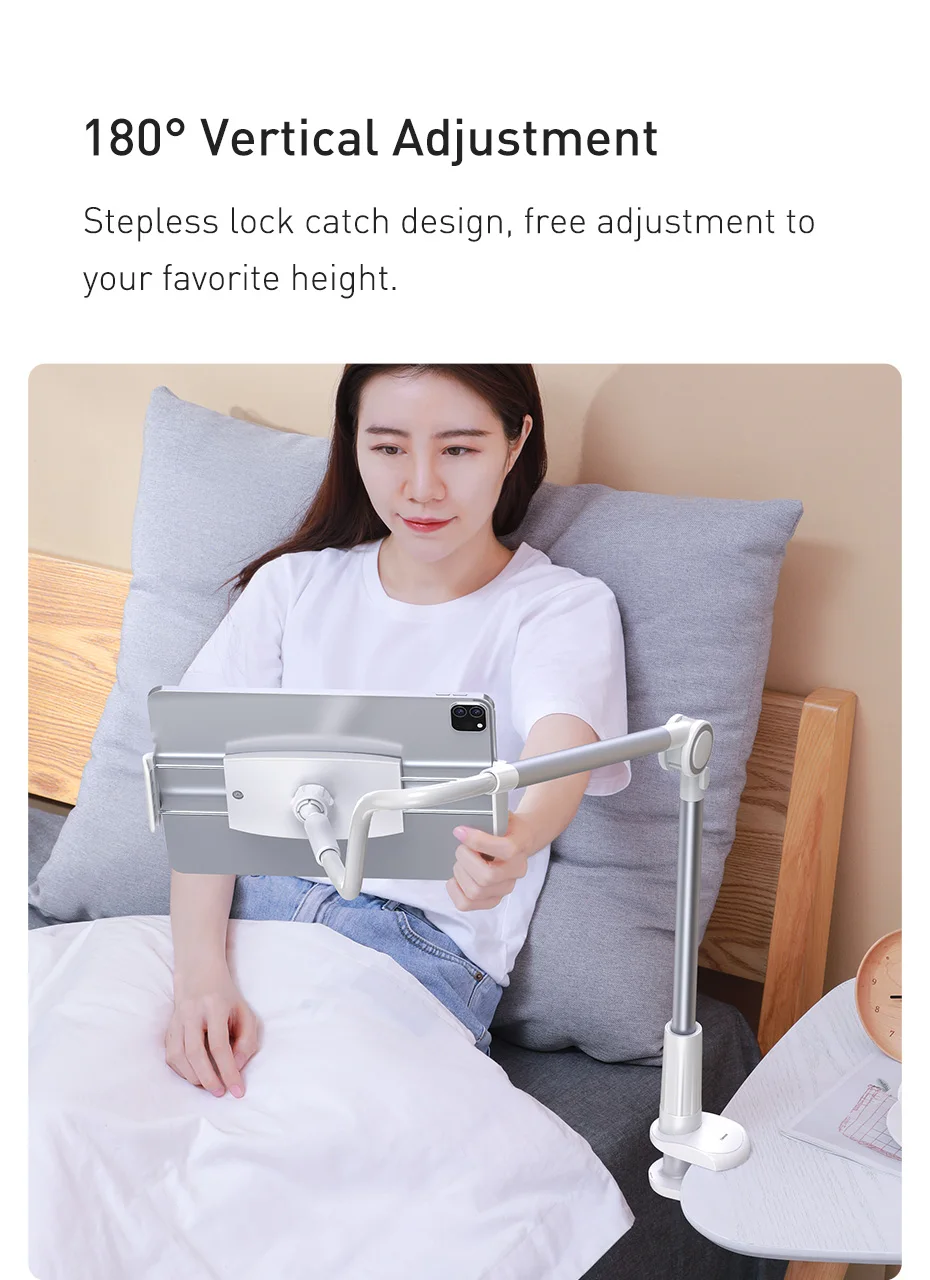Baseus Mobile Phone Holder Lazy Tablet Stand for iPhone 16 15 14 Pro Max Bed Desktop Clip Long Arm Table Bracket for iPad Holder