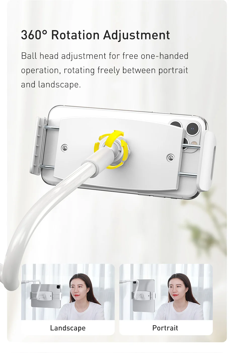 Baseus Mobile Phone Holder Lazy Tablet Stand for iPhone 16 15 14 Pro Max Bed Desktop Clip Long Arm Table Bracket for iPad Holder