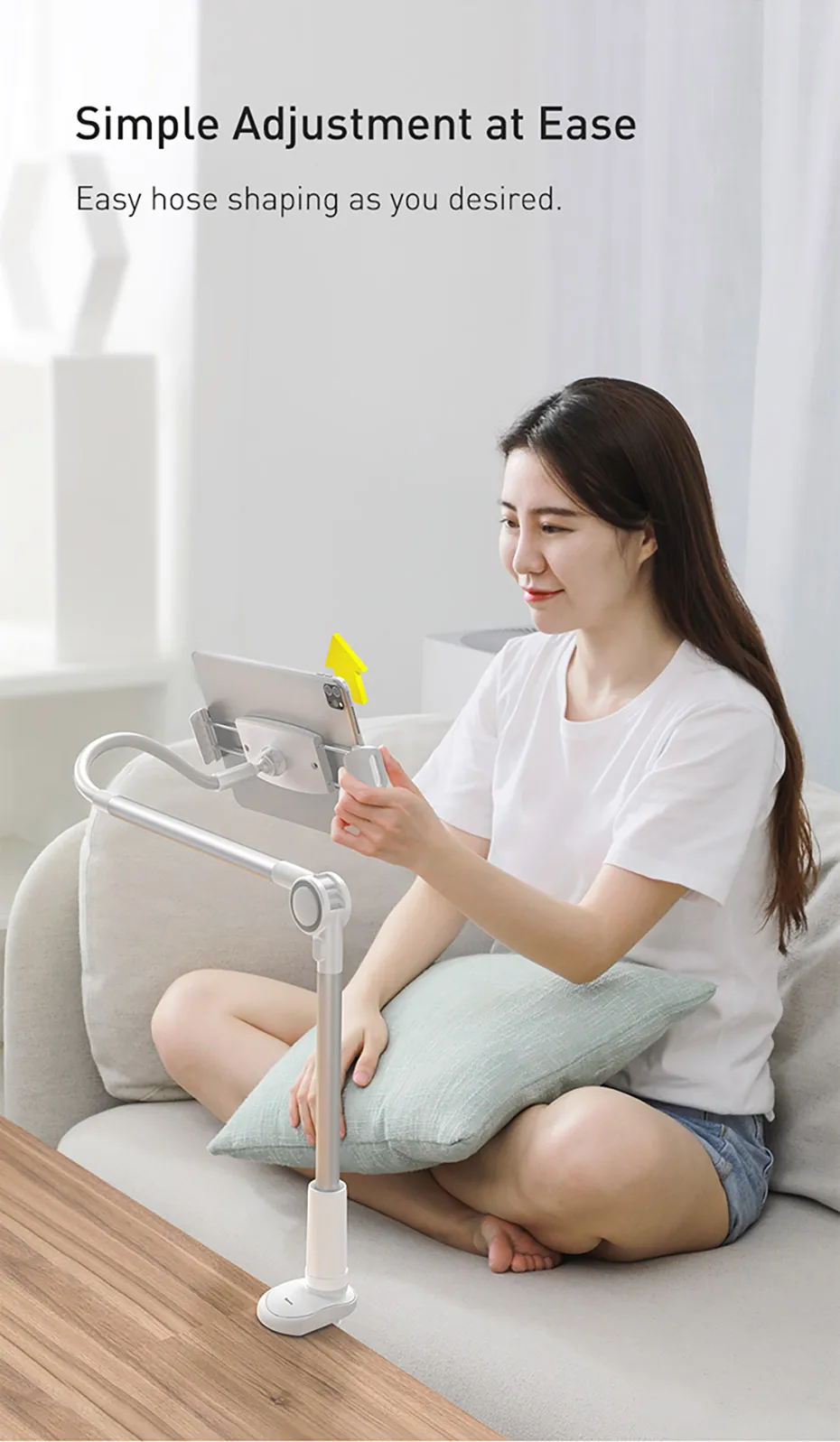 Baseus Mobile Phone Holder Lazy Tablet Stand for iPhone 16 15 14 Pro Max Bed Desktop Clip Long Arm Table Bracket for iPad Holder