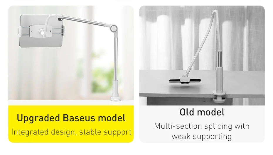 Baseus Mobile Phone Holder Lazy Tablet Stand for iPhone 16 15 14 Pro Max Bed Desktop Clip Long Arm Table Bracket for iPad Holder