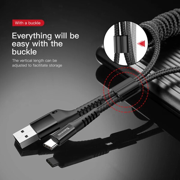 Baseus Type-C Car Charger Cable Retractable 480Mbps Data Sync Fast Charging - Image 2
