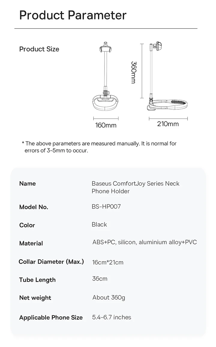 Baseus Flexible Universal Neck Phone Holder Hanging Neck Lazy Necklace Cell Phone Desk Mount Bracket for iPhone 16 15 14 Pro Max
