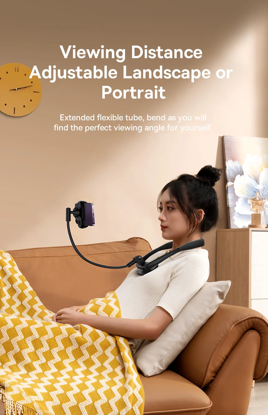 Baseus Flexible Universal Neck Phone Holder Hanging Neck Lazy Necklace Cell Phone Desk Mount Bracket for iPhone 16 15 14 Pro Max