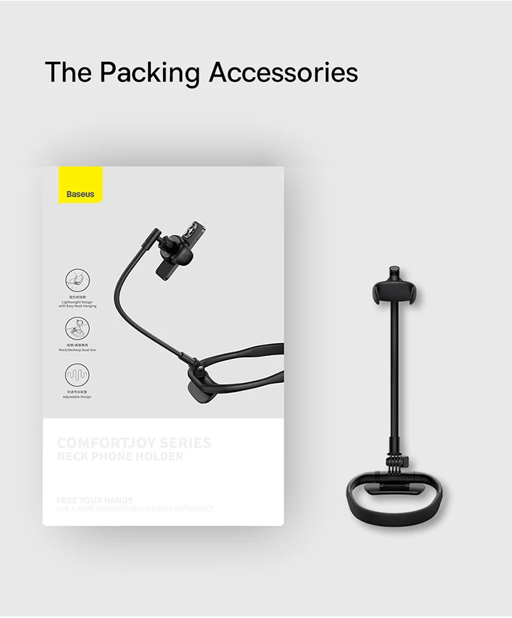 Baseus Flexible Universal Neck Phone Holder Hanging Neck Lazy Necklace Cell Phone Desk Mount Bracket for iPhone 16 15 14 Pro Max