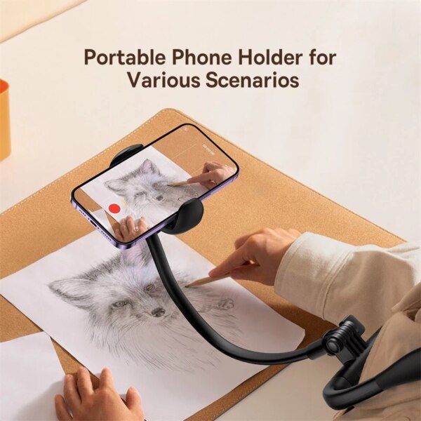 Baseus ComfortJoy Series Neck Phone Holder with Desktop Stand - Adjustable 360° Flexible Tube for 5.4-6.7 inch Phones - Image 5