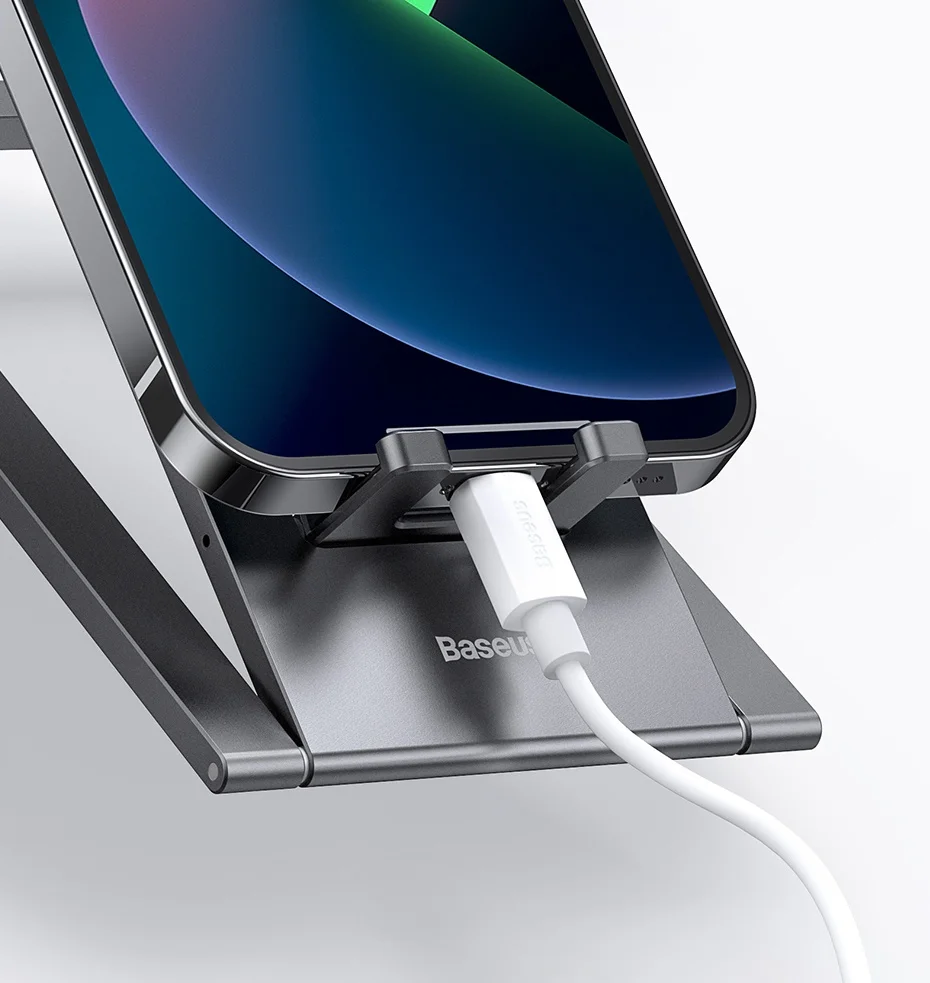 Baseus Metal Phone Stand Foldable Holder for iPhone 16 15 14 13 Pro Max Cellphone Desktop Stand Mobile Phone Accessories Holder
