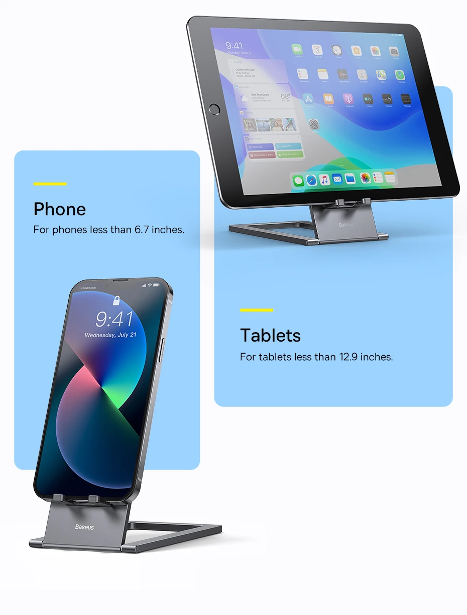 Baseus Metal Phone Stand Foldable Holder for iPhone 16 15 14 13 Pro Max Cellphone Desktop Stand Mobile Phone Accessories Holder