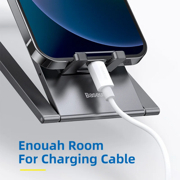 Baseus Foldable Metal Desktop Holder Phone Stand with Anti-Slip Grip for Phones and Tablets - Image 2