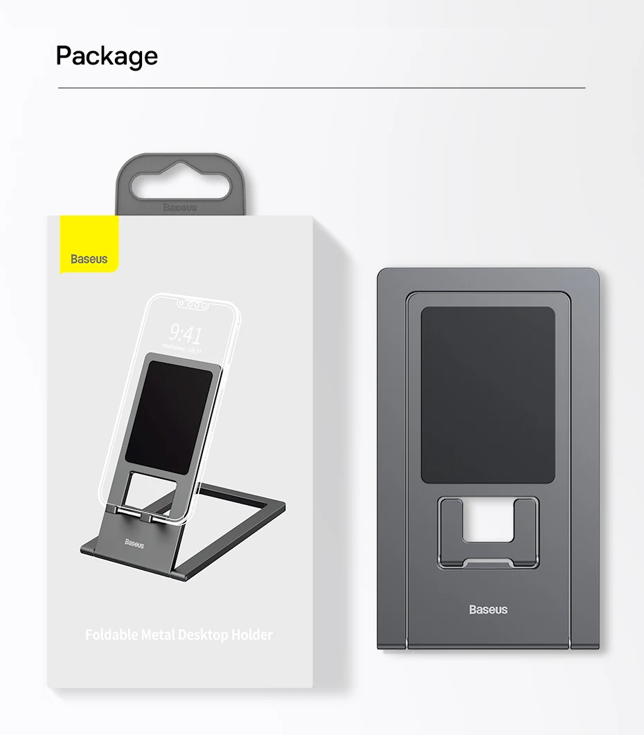 Baseus Metal Phone Stand Foldable Holder for iPhone 16 15 14 13 Pro Max Cellphone Desktop Stand Mobile Phone Accessories Holder