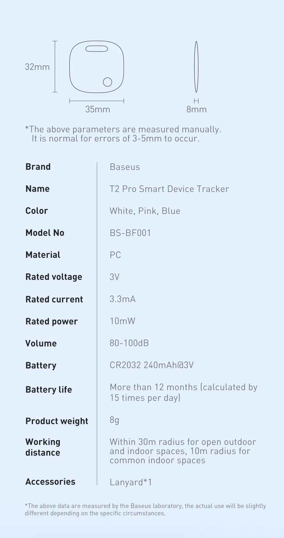 Baseus Smart Finder Item Locator Bluetooth GPS Tracker for Apple IOS Security Alarm Search Reminder Sports Tracking Smart Tag