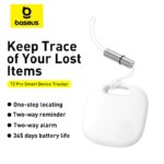 Baseus T2 Pro Smart Device Tracker - 30m Range Bluetooth Key Finder with Two-Way Alarm for Keys, Wallets, Phones