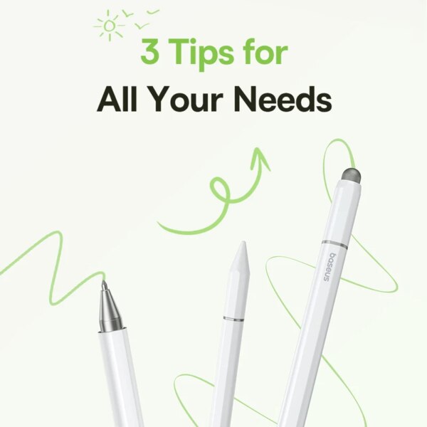 Baseus Smooth Writing 3-in-1 Passive Stylus Pen - Fiber, Ballpoint & Disc Tip for All Devices - Image 6