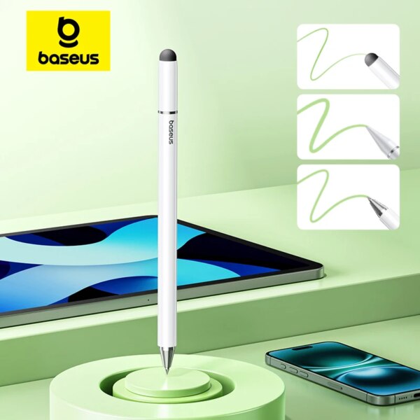 Baseus Smooth Writing 3-in-1 Passive Stylus Pen - Fiber, Ballpoint & Disc Tip for All Devices