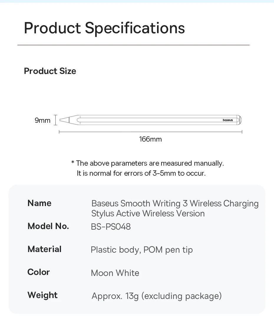 Baseus 3rd Gen Stylus Pen for iPad 2018-2022 Apple Pencil Bluetooth Magnetic Wireless Charging Tilt Sensitive Palm Rejection