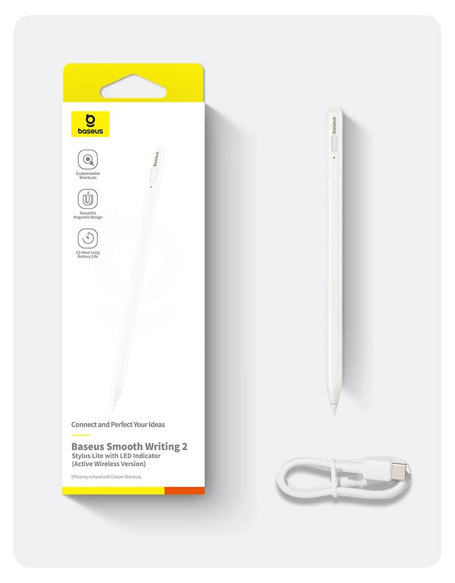 Baseus For Apple Pencil Magnetic Bluetooth Stylus Pen for iPad Pro Air 4 Air 5 2021-2024 Led Battery Palm Rejection Touch Pen