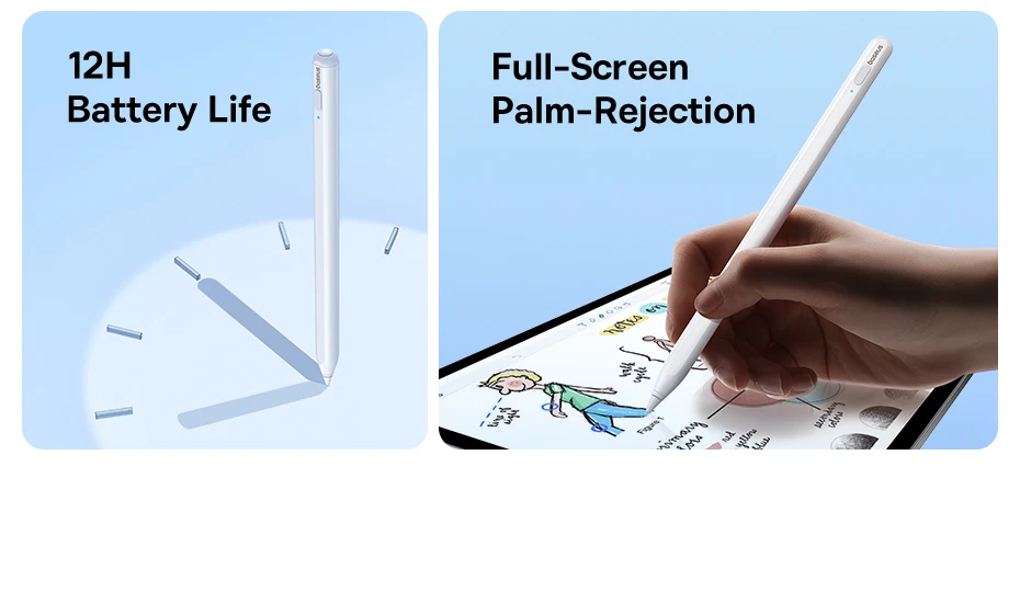 Baseus For Apple Pencil Magnetic Bluetooth Stylus Pen for iPad Pro Air 4 Air 5 2021-2024 Led Battery Palm Rejection Touch Pen