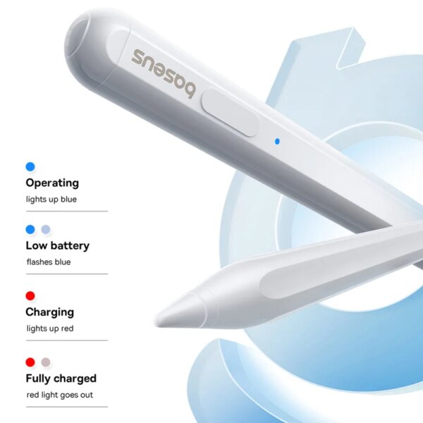 Baseus Smooth Writing 2 Stylus Lite for iPad 2010-2024 Pro/Air/Mini with Palm Rejection, LED Indicator - Image 2