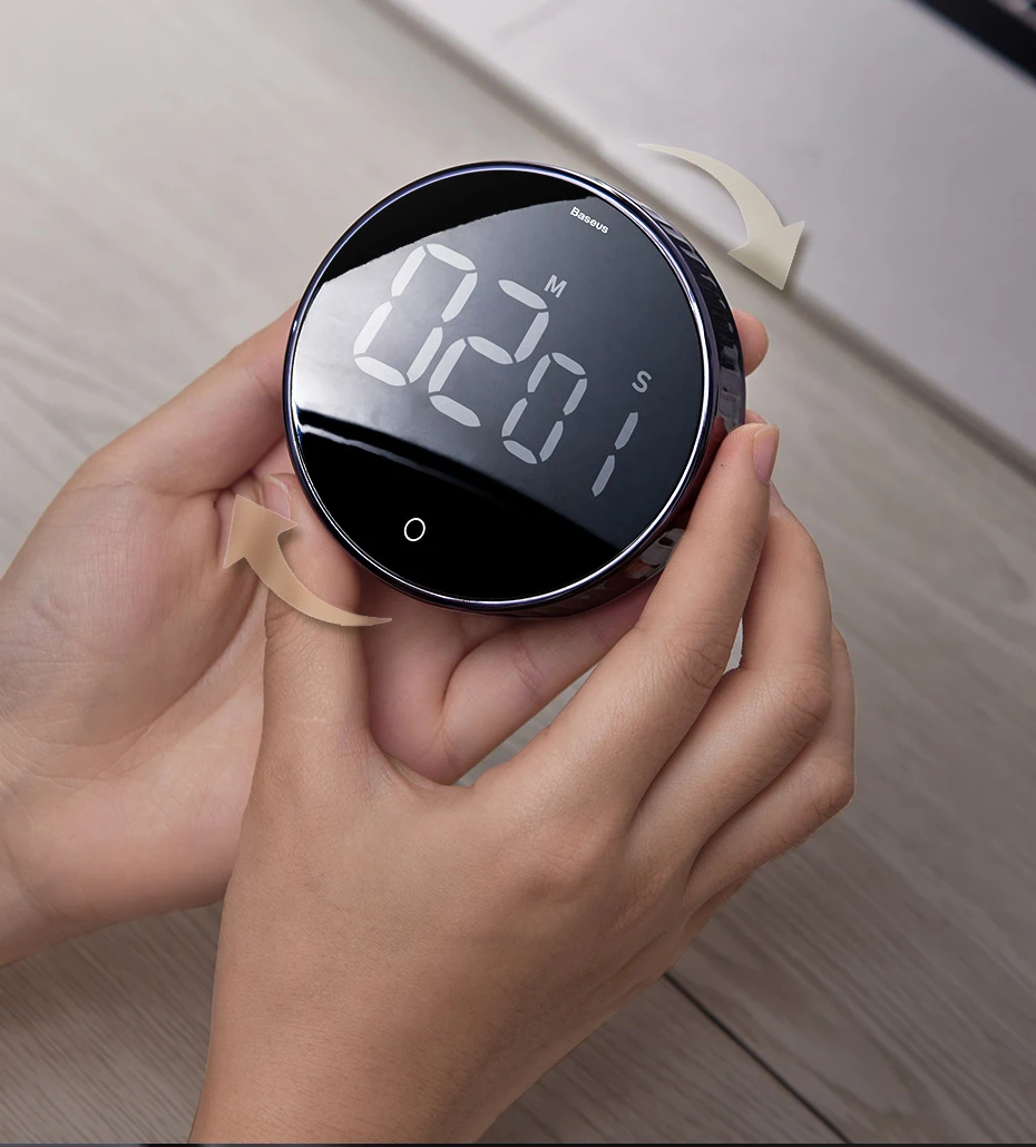 Baseus Magnetic Kitchen Timer Rotation Countdown Digital Timer Alarm Cooking Timer Clock Study Baking Reminder Stopwatch Clock