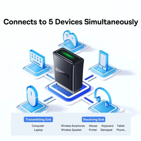 Baseus Wireless 5.3 Bluetooth Adapter USB-A 20M Range for PC Laptop - Image 2