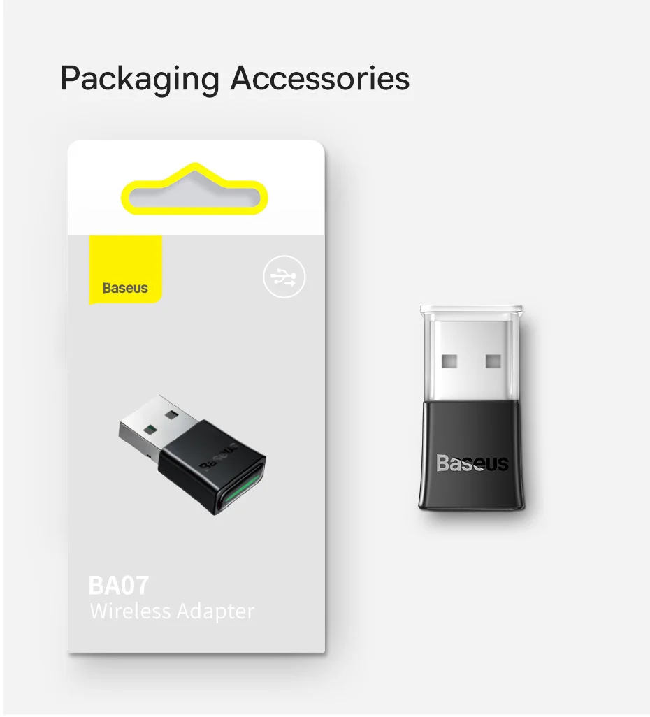 Baseus BA07 USB Bluetooth Adapter Bluetooth 5.3 Dongle Adaptador for PC Laptop Wireless Speaker Audio Receiver USB Transmitter
